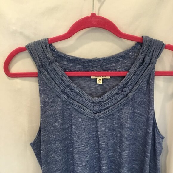 Max Studio Shift Dress Sleeveless Braided Neck Sz Medium Blue White Comfortable - Picture 5 of 9